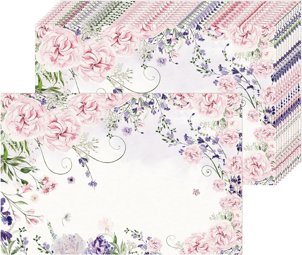 Paper Placemats Disposable 50 Pack Watercolor Flower Disposable Placemats 16x 11 Inch Spring Paper Table Mats for Home Kitchen Dining Table Decoration Wedding Party Supplies